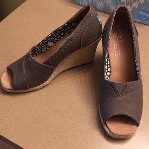 TOMS Espadrille Peep Toe Wedges